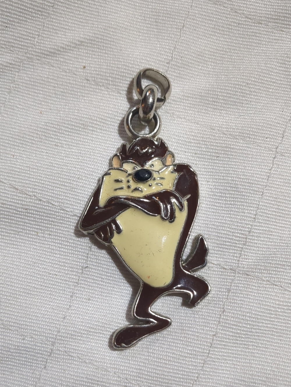 Vintage Looney Tunes Taz Tasmanian Devil Enamel Keychain Charm WB Collectible